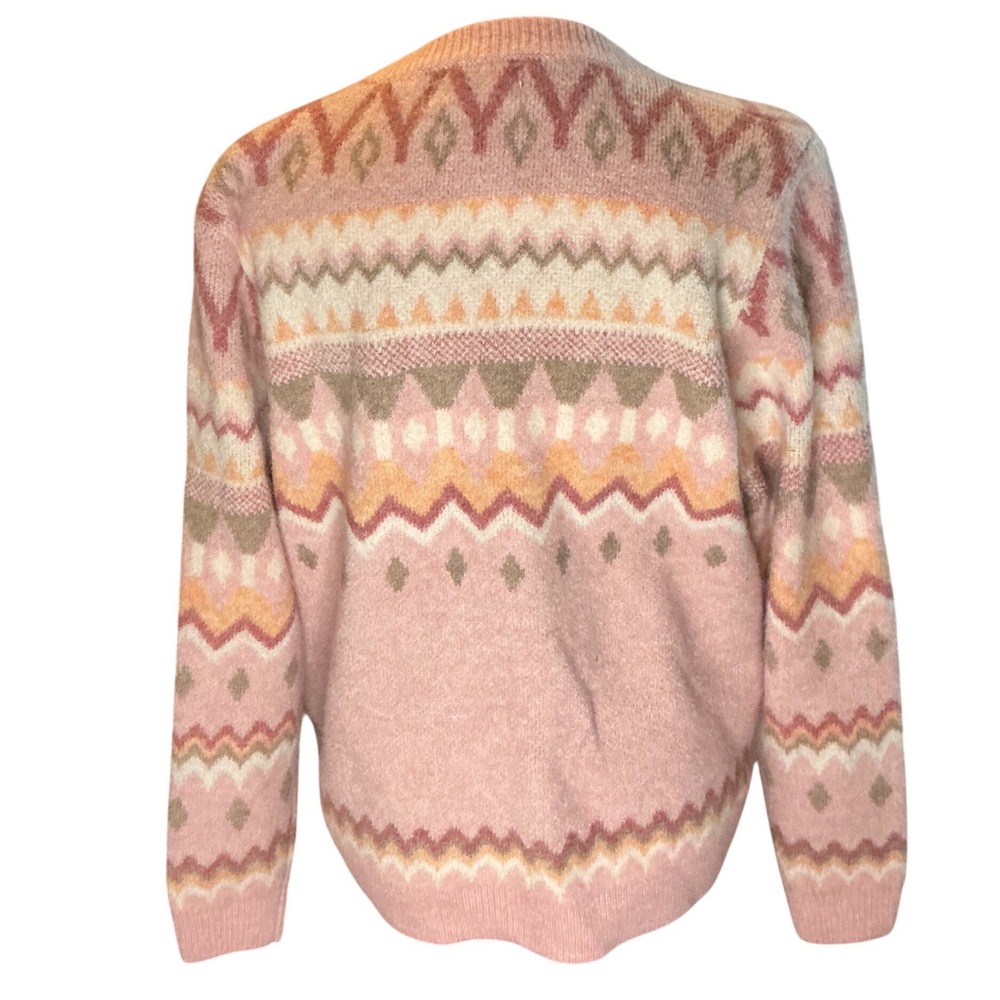 Pastel Fair Isle Cottagecore Sweater with Lace Floral Applique
Size PXL - Picture 2 of 6